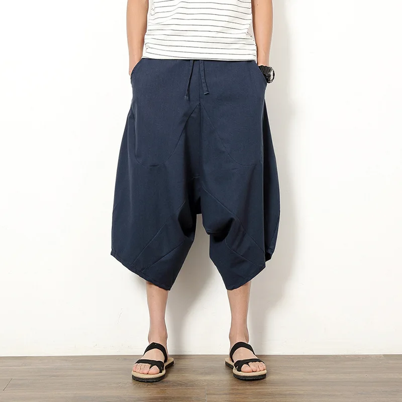 
Thai pants bloomers male loose linen shorts Nepal seven pants wide leg big radish beach pants 