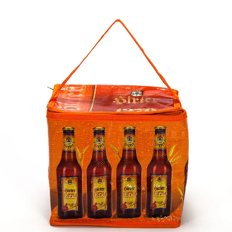 Custom flat folding frozn lunch cooler bag insulate pp non-woven 6 can cooler bag