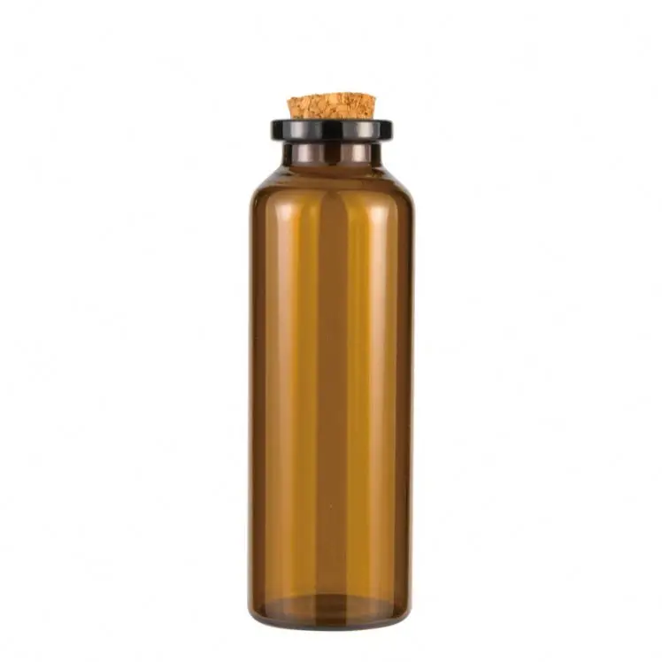 Pharmaceutical amber 2-30 ml glass vial glas flasche klein with wood cork stopper
