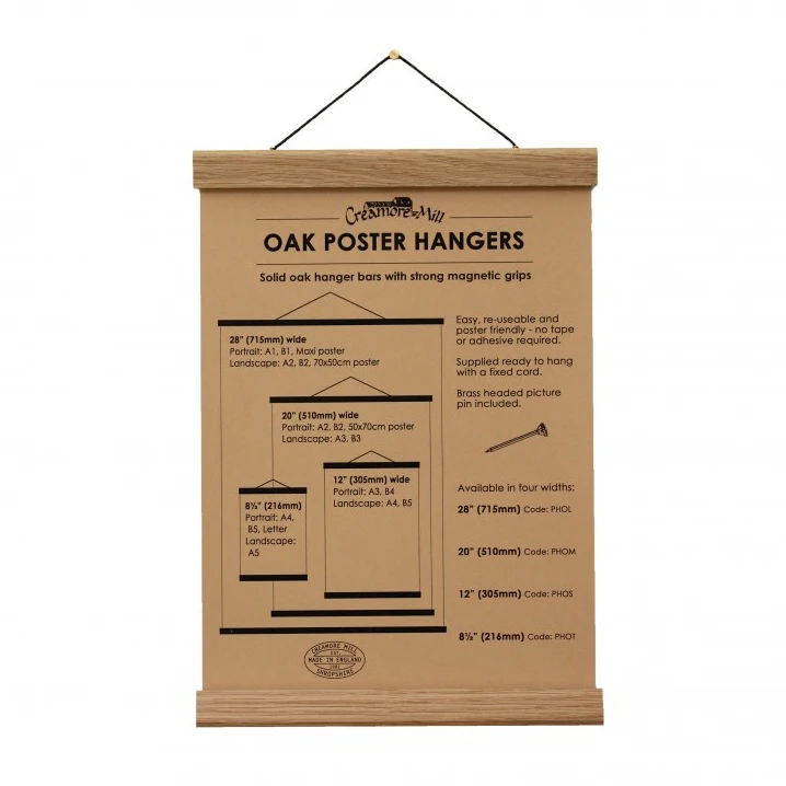 Solid Oak Hanger Bars With Strong Magnetic Grips Designed To Work With Any Poster Print Photographs Or Even Fabrics
