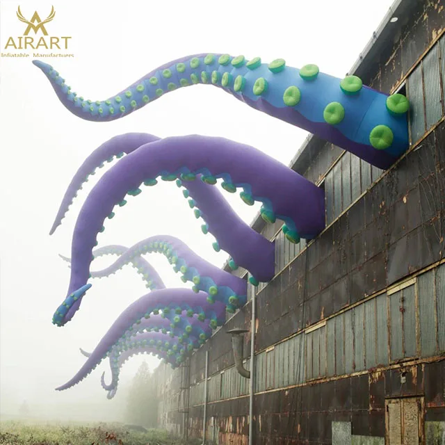 Customized inflatable halloween building decoration octopus tentacles