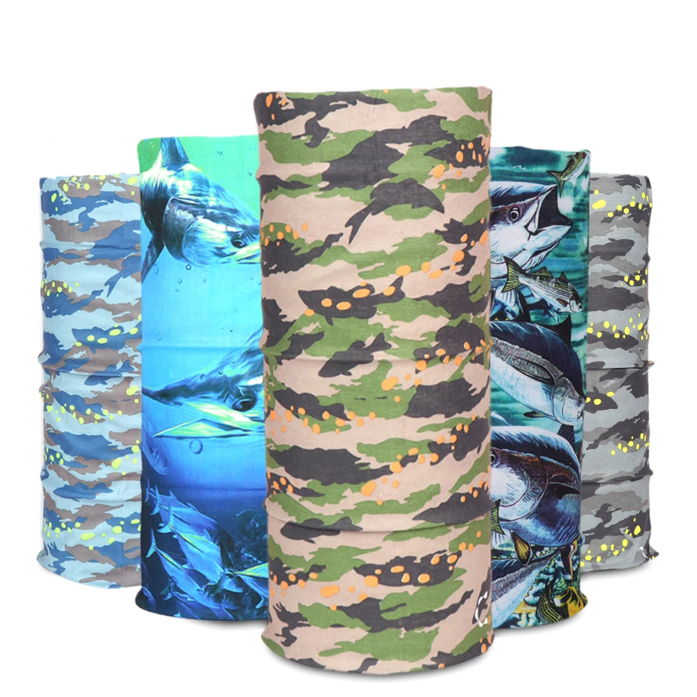 Outdoor Fishing Face headwear Unique Fish Design 100% Polyester Seamless Tube Bandana