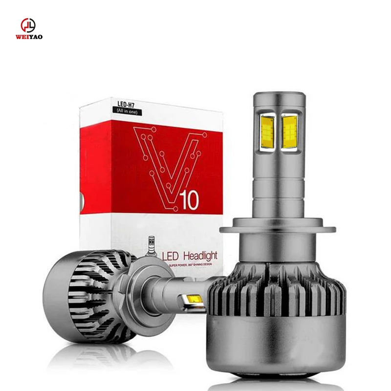 Фирменное наименование светодиодные фары автомобиля V10 H7 45 Вт 5000LM автомобильного освещения свет автомобиля оптовая продажа