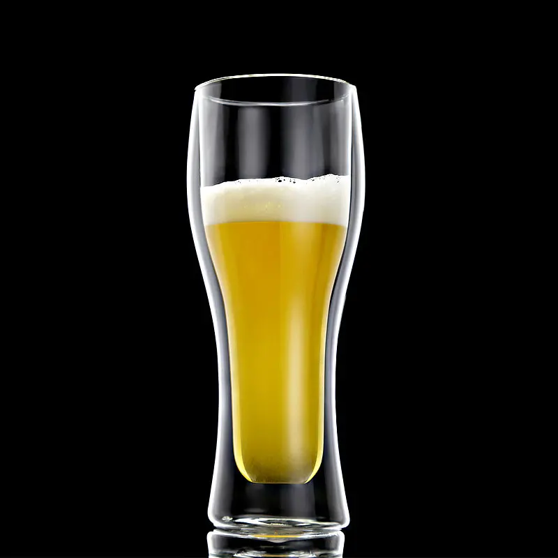 Customized Double Wall Beer Glass Cup Large Insulating Double Walled Glass Craft Beer Glass