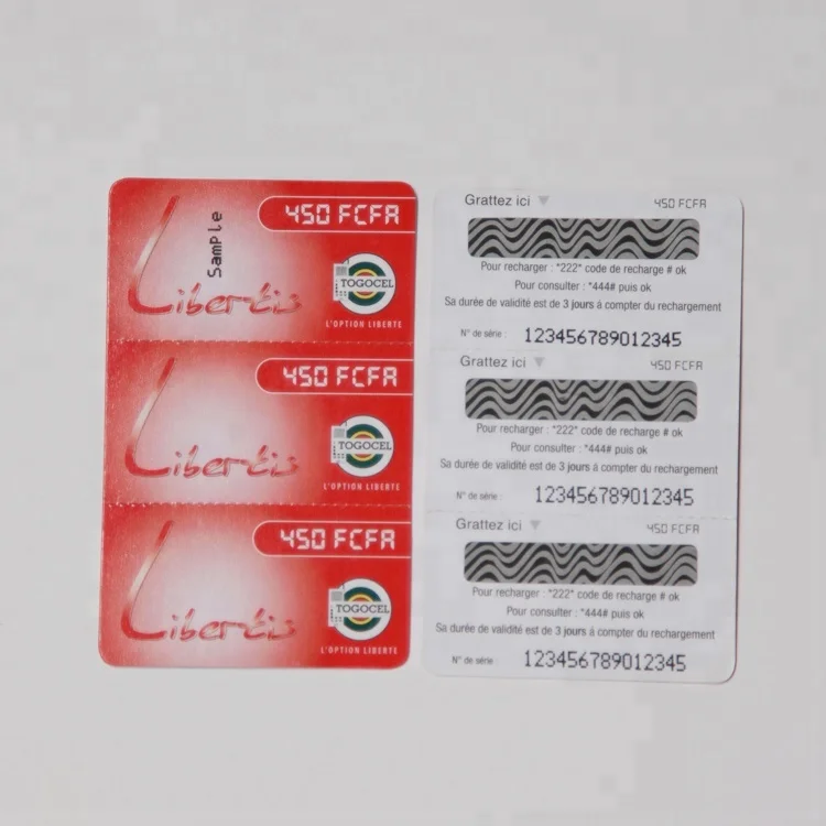 
teleocom scratch off recharge top up card 