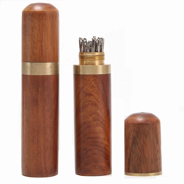 Portable Sewing Needles Storage Case Wooden Felting Pins Container  Embroidery Organizer  sewing needle tube Toothpick Holder