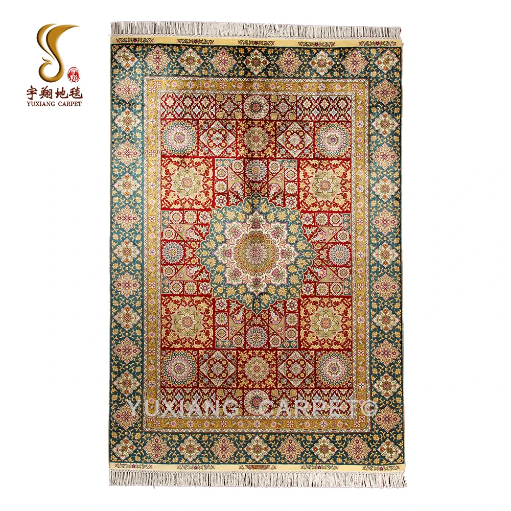 Бесплатная доставка китайский ковер и 4*6 футов шелковый ручной работы с геометрическим рисунком для