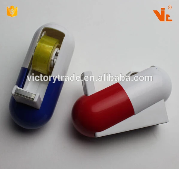 V-TD008 Custom office stationery capsule shape desktop mini packing tape dispenser