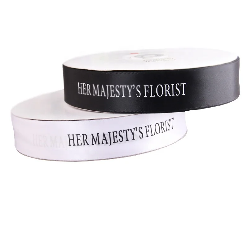 
High quality printed ribbon tape 100%polyester logo foil embossed printed 16MM satin printed ribbon 