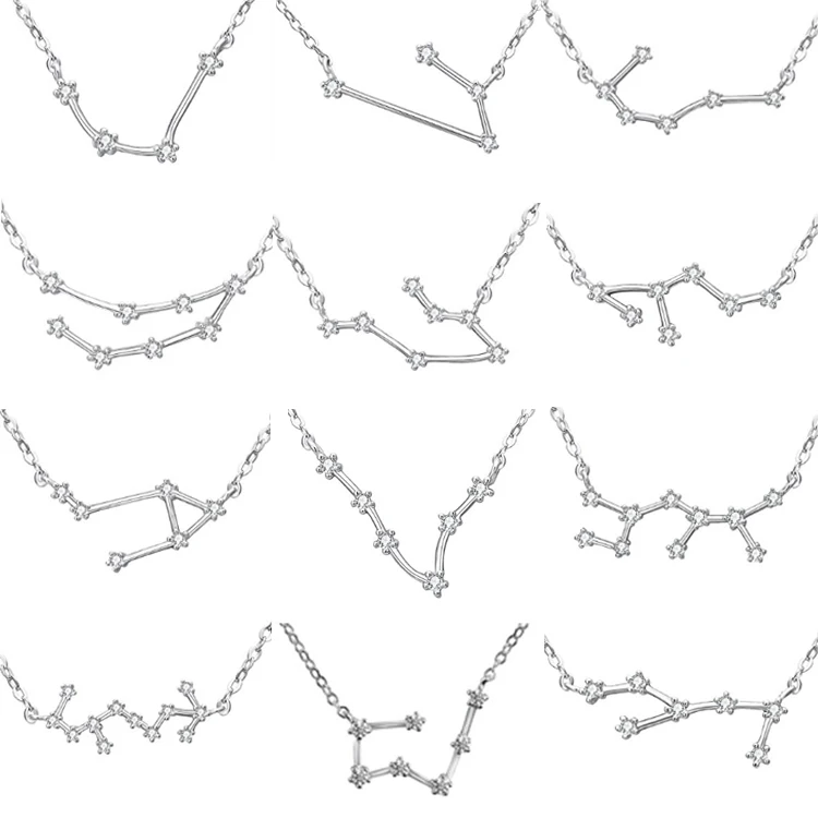 Horoscope Zodiac Symbol Necklace 925 Sterling Silver Pendant Jewelry for Girls