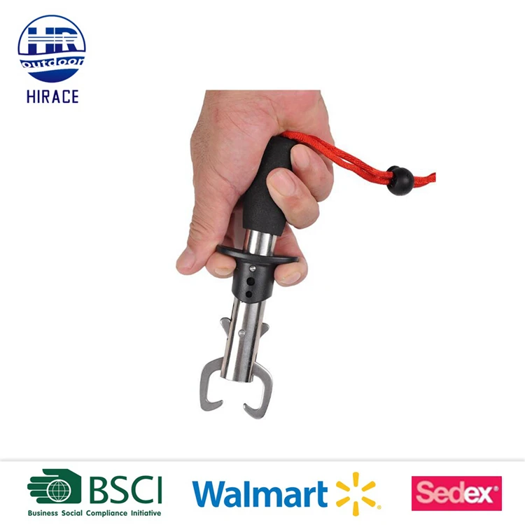 Portable Fish Lip Grabber Grip Tool Fish Holder Steel Fishing Gear with Scale 40 Pound