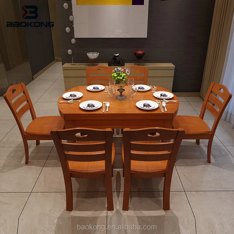 6 To 8 Seat Extendable  Solid Wood  Dining Table Set