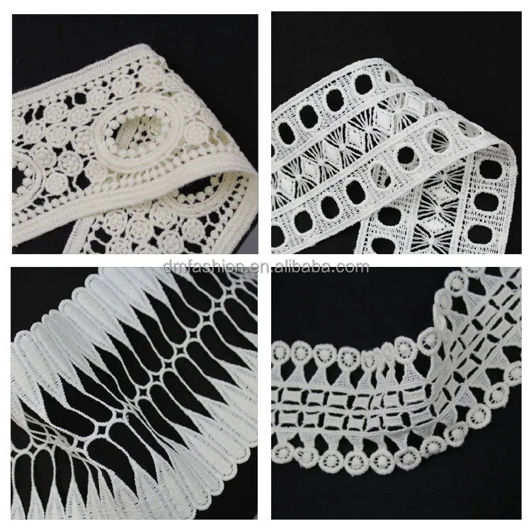 Garment accessories 7.0cm width white cotton lace embroidery all kinds of lace
