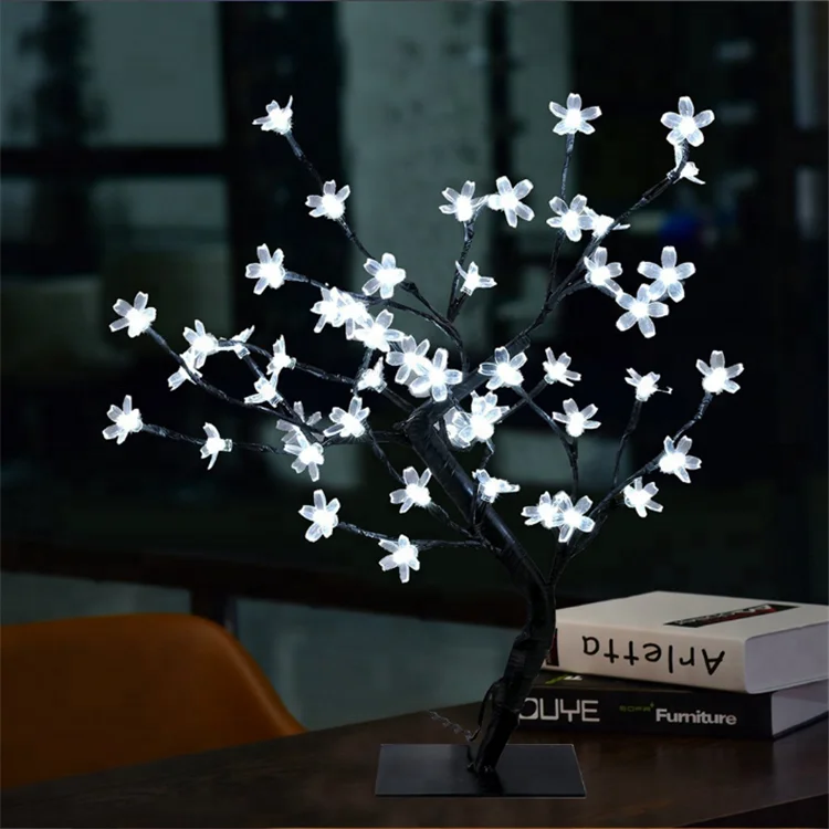 Artificial Indoor 45CM 48Led Cherry Blossom Tree Christmas Lights Table Lamp Night Light