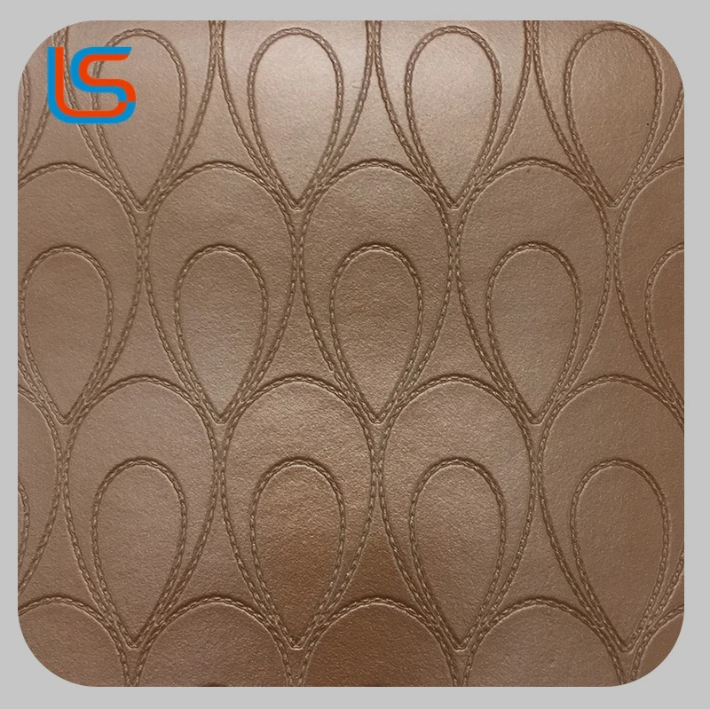 
Royal PVC embossed pearl powder faux brush backing leather for decorative upholstery leather 
