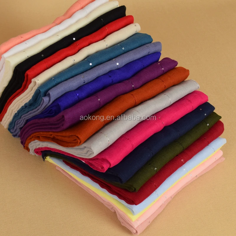 New arrival breathable muslim high quality wraps arab oversize soft plain sequin hijab scarf