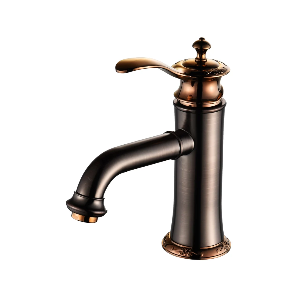 Brushed Bathroom Gold Color Bath Golden Solid Brass Faucet