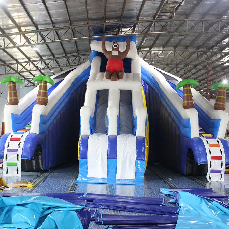 Factory Price Inflatable Bear Theme Slide Inflatable Animal Aqua Park Equipment For Kids