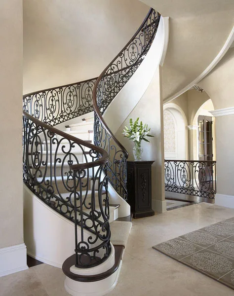 Inside galvanized steel staircase/interior metal stairs /indoor railing/iron balustrade