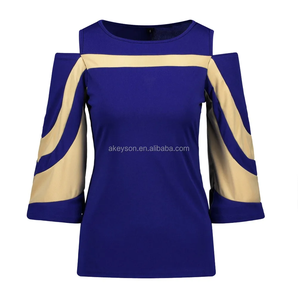 
Wholesale Monogram Women Batwing Cold Shoulder Tops 