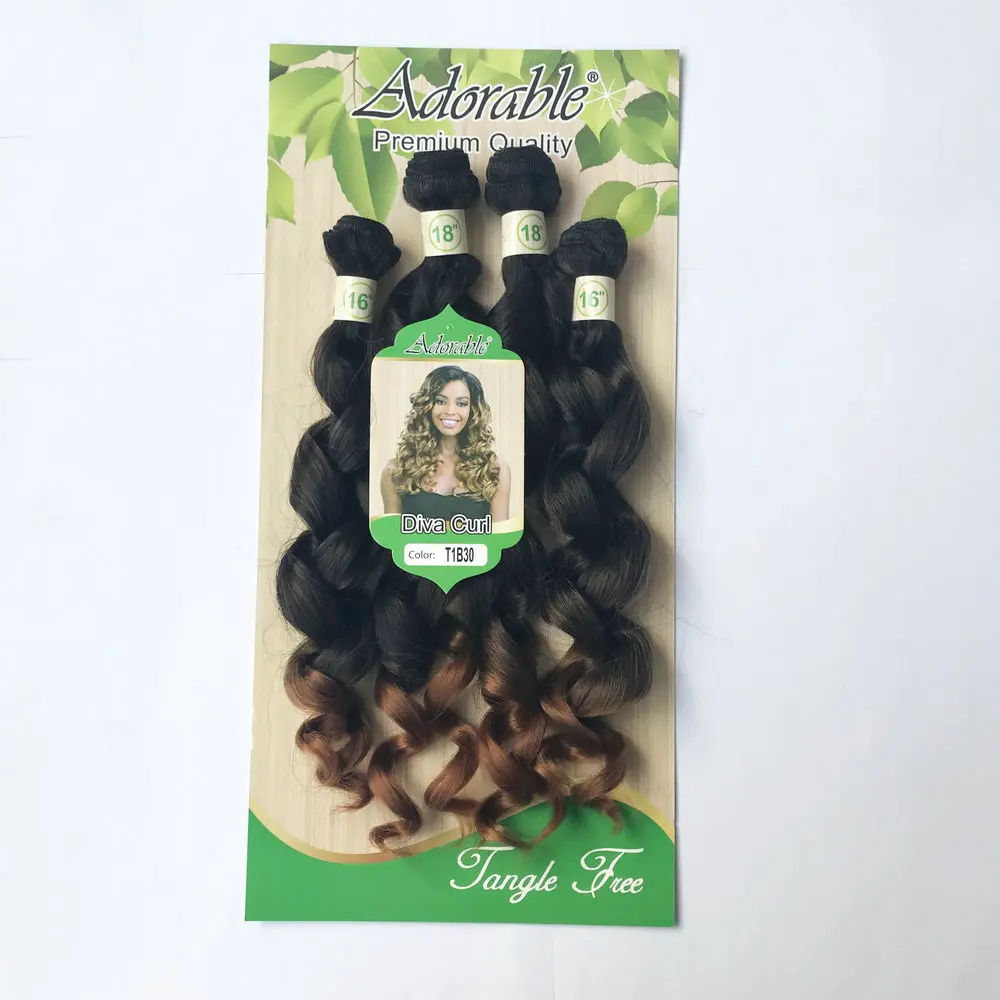 Очаровательные норковые волосы diva curl 4 шт. синтетическое волокно супер weave испанская волна кудрявые термостойкие волокна пакет
