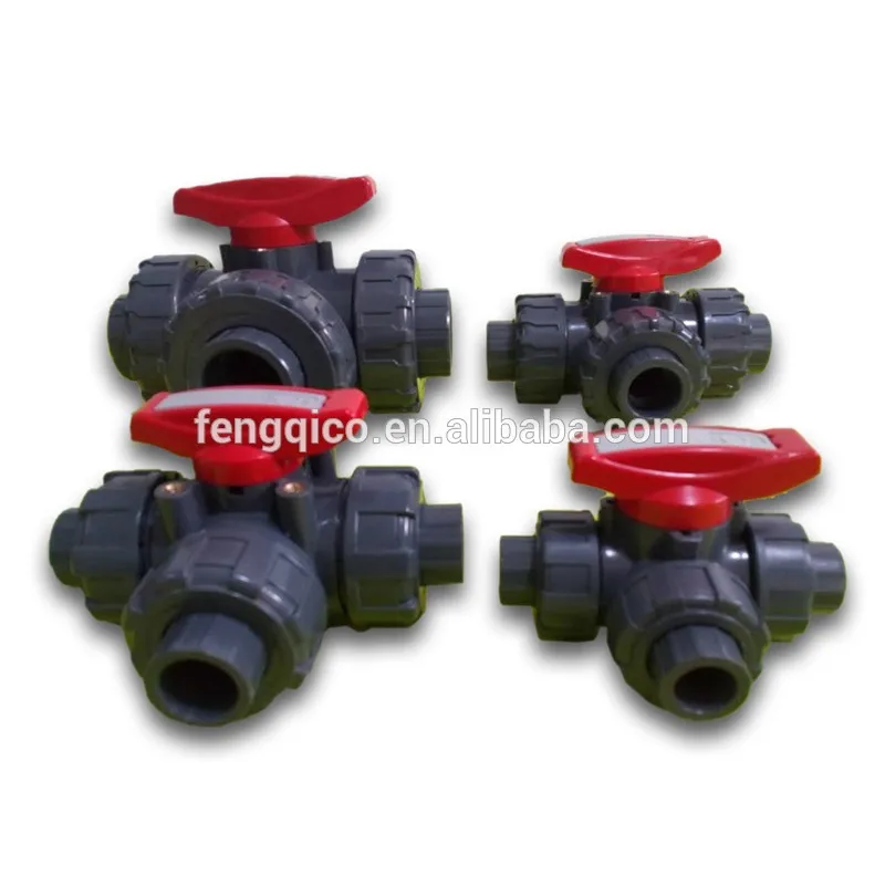 
PVC Pneumatic Actuator 3 Way Ball Valve 