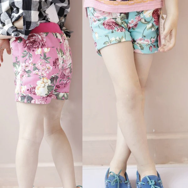 High Quality New Kids Girls Floral Pattern Short Pants Cuffed Leg Cotton Bottoms Trousers 1 6YKids