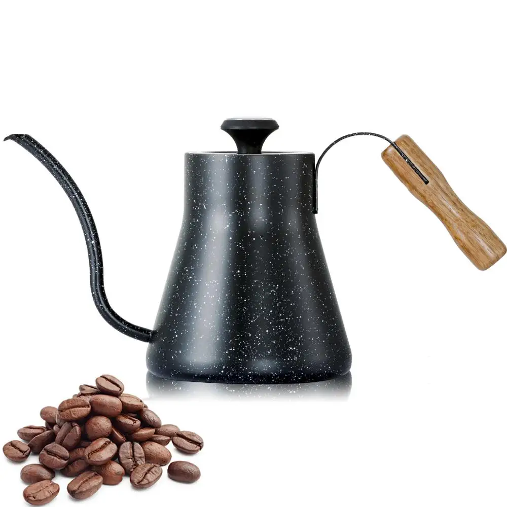 New Design Stainless Steel Gooseneck Pour Over Coffee Kettle  with Wood Hand and Thermometer