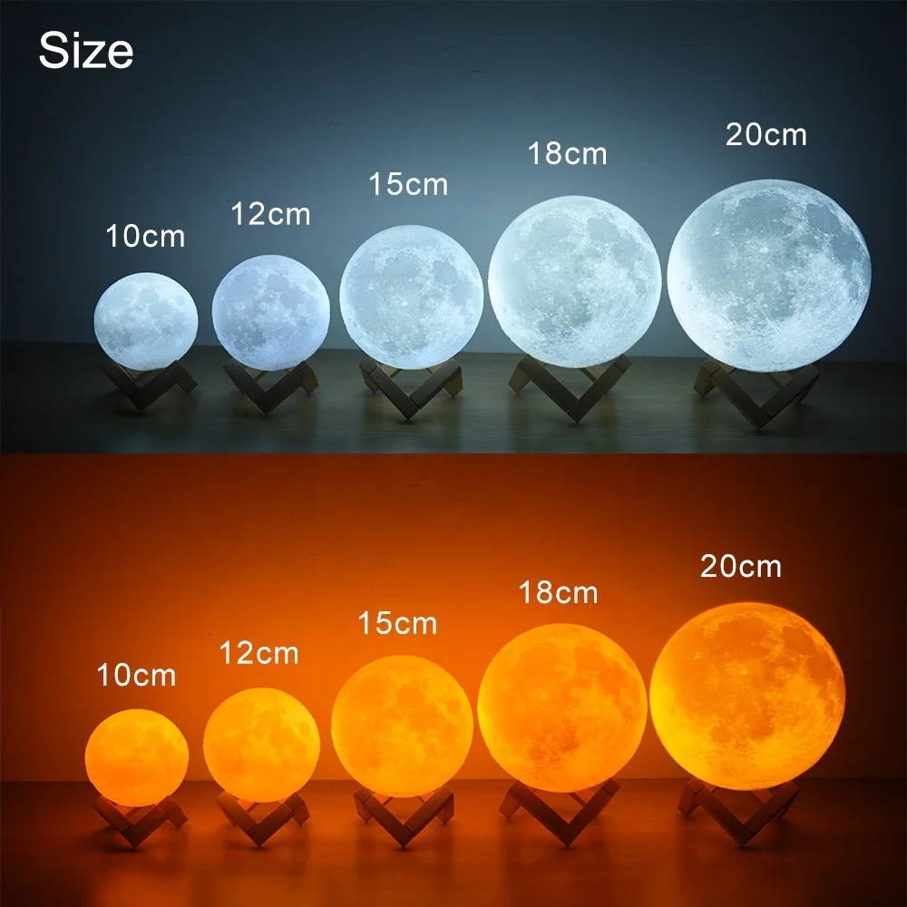 
2020 Lunar Night Light LED 3D Printing Moon Lamp with USB Charging Home Decor Creative Holiday Present 