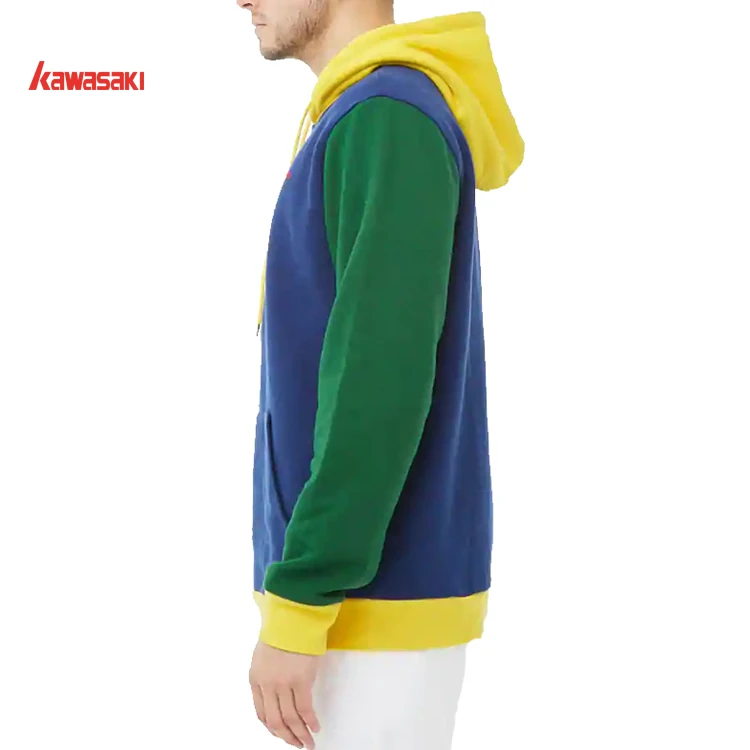 OEM Men clothing 2019  Long Sleeve Pullover Color Block Embroidery Logo custom  hoodie