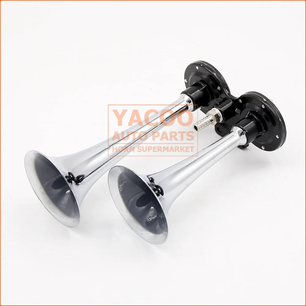 12v Two Way Silver Chromed Roots Gas Electric Trumpet Auto Car Vehicle Double Horn by Small Air Horn with Air Pump