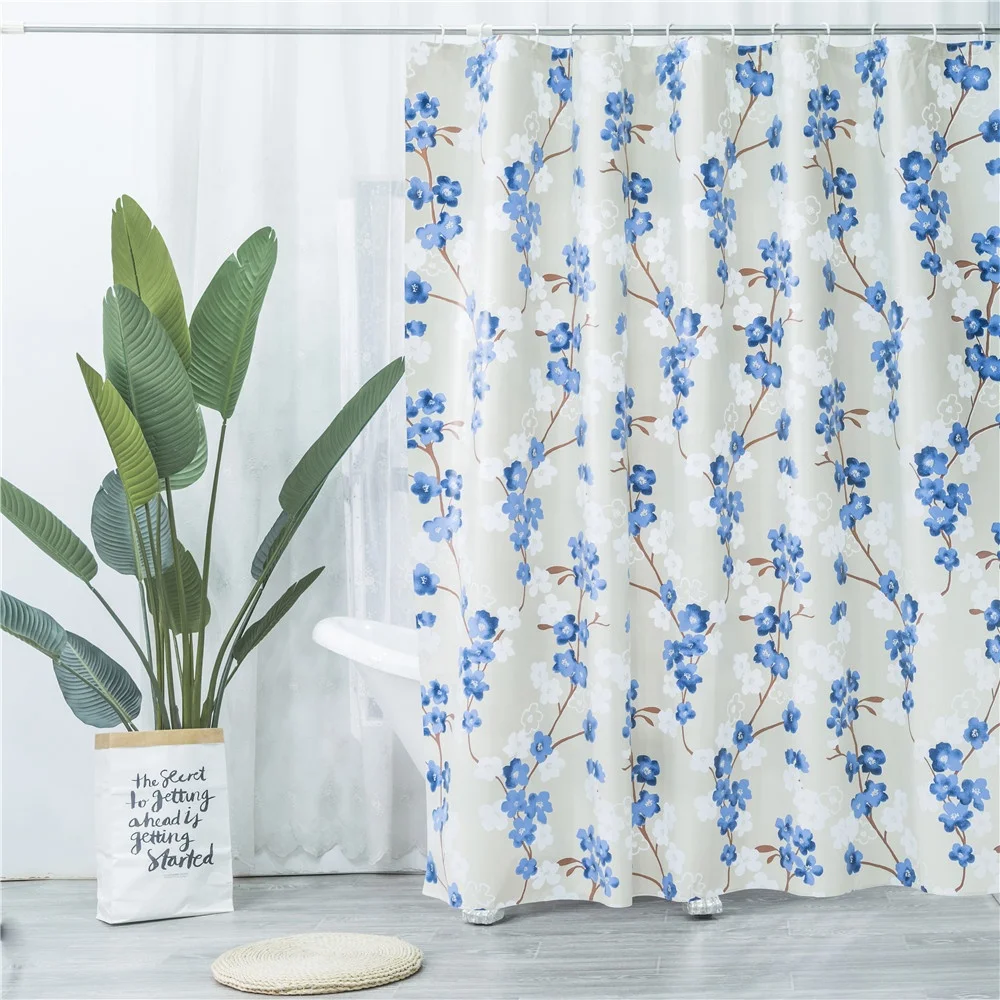 Amazon hot selling custom printed plastic vinyl shower curtain