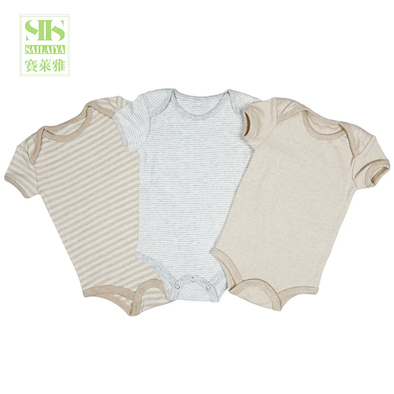 
SIIS orgainc cotton short sleeve newborn baby rompers baby bodysuit clothes 3 pack multi newborn to 6 Month clothes 