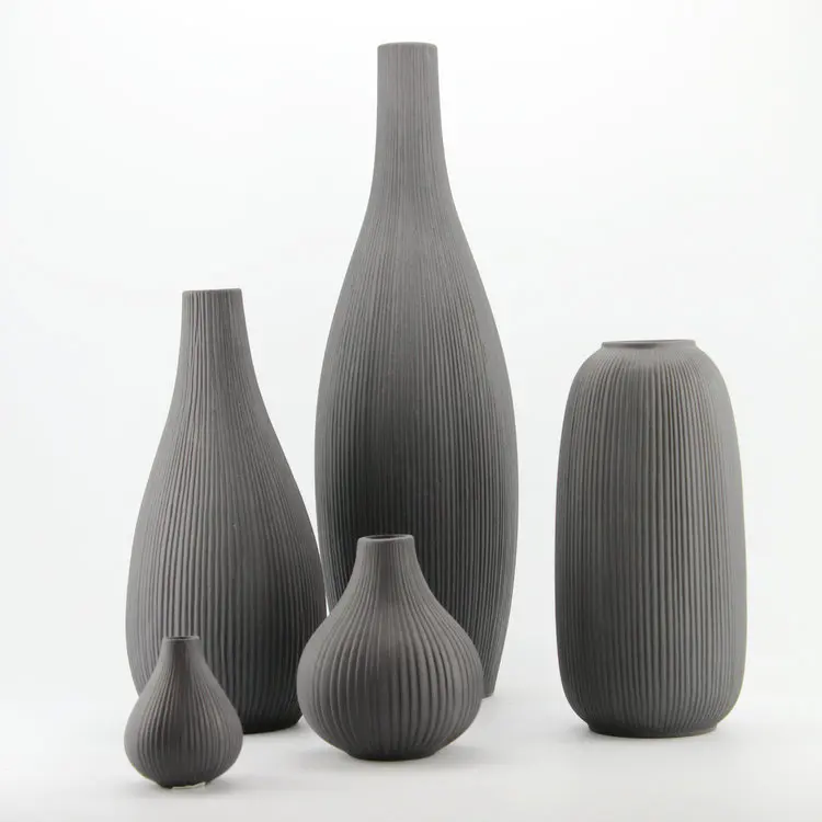 Modern china vases / home goods fine fluted white ceramic vase for table decoration