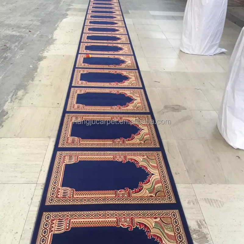Axminster Green and Blue Wall to Wall Rolls Mosque Carpet And Rug for Mosque Masjid W-S78 Series