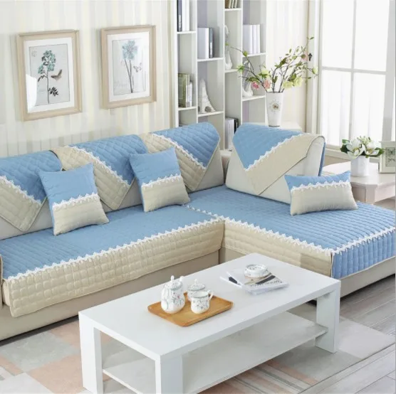 Charmcci 600214 Summer simple cushion sofa cover leather flax non-slip high quality satin 3 places living room printed