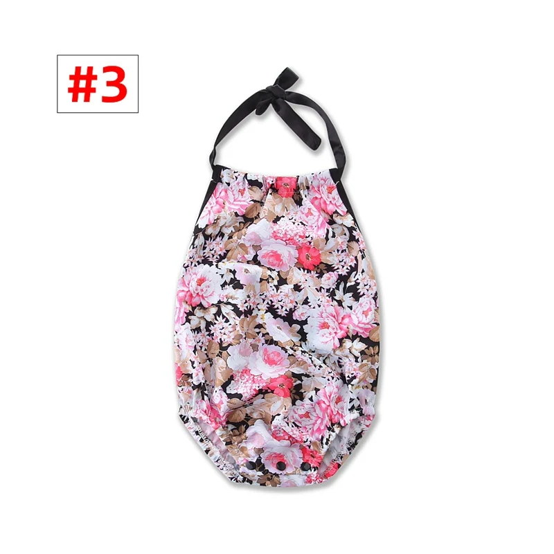 Baby Girl Romper headband Set Toddler flower print bodysuit Summer Clothes for 0-2T