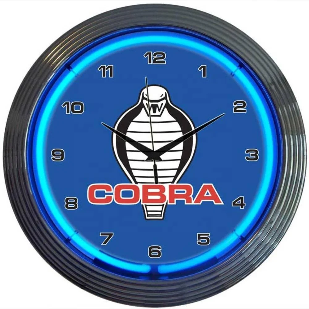 Garage decoration Ford Cobra neon clock RAM neon wall clock wholesale drop shipping custom glass ford neon wall clock