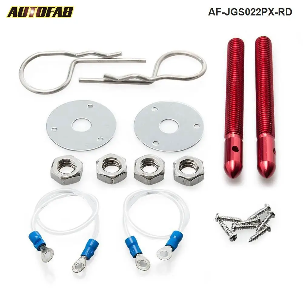 AUTOFAB - Universal Racing Epman Sport Car Hair Pin Style Hood Pin Set W/ Lanyards AF-JGS022PX