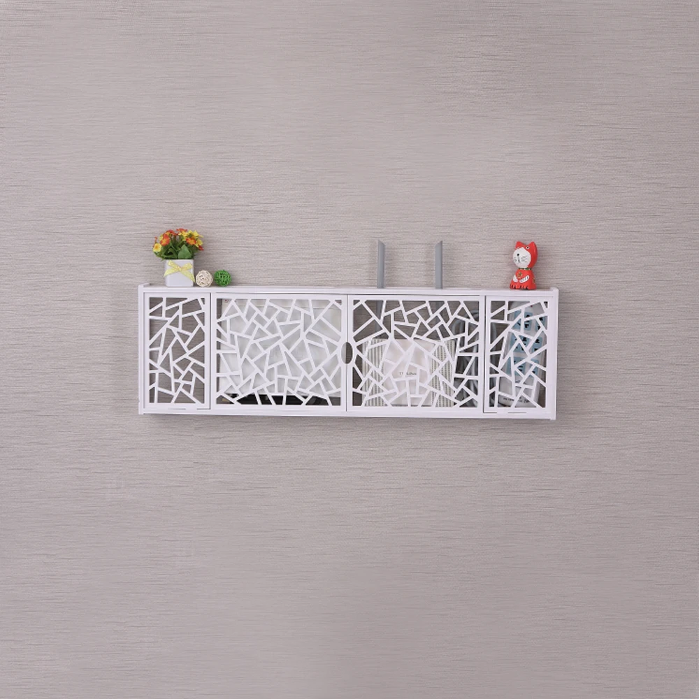 G1204 lovely square commodity shelf white home decoration wall decor wooden wall mount WIFI router storage box storage cabinet