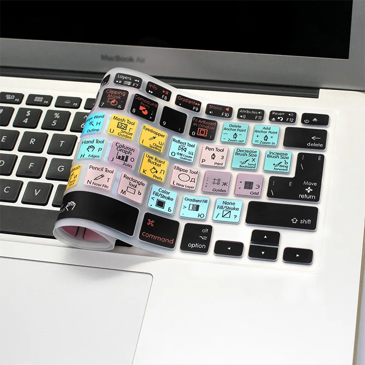 
Ado be Illustrator AI Hotkeys silicone keyboard skin Protector Custom For macbook 13 15 laptop with russian keyboard 