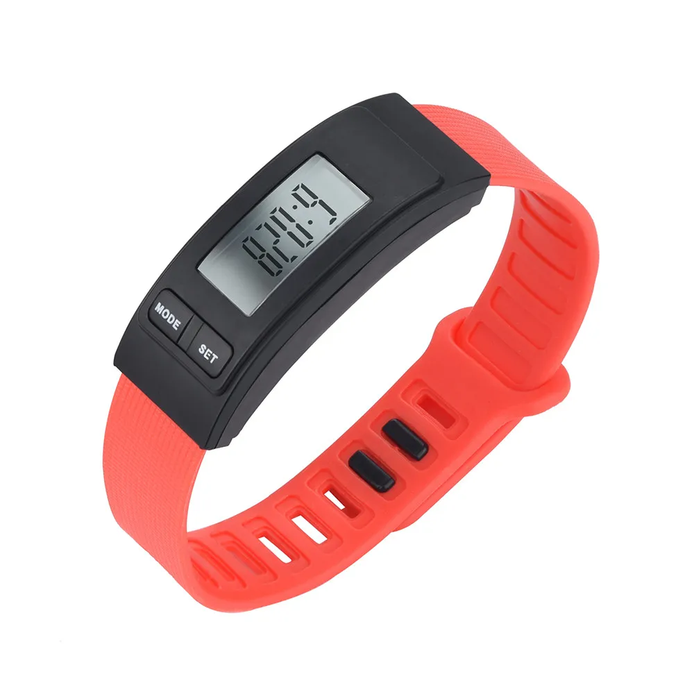 2018 Lower Price Hot Sales 9 Colors Silicone Run Step Watch Bracelet Pedometer Calorie Counter Digital LCD Walking Distance