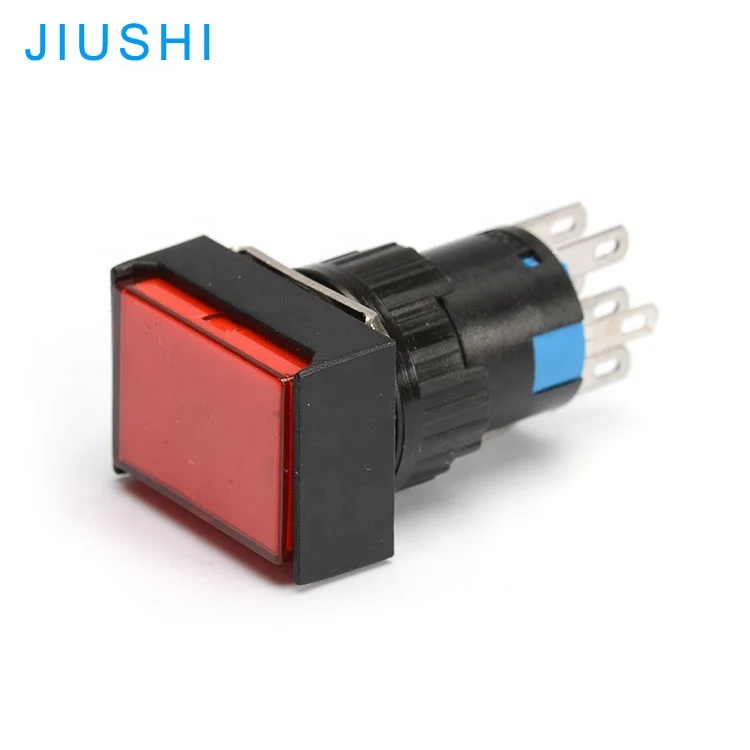 LA16J-22D rectangular 16mm momentary push button switch illuminated  8 pins 2NO 2NC