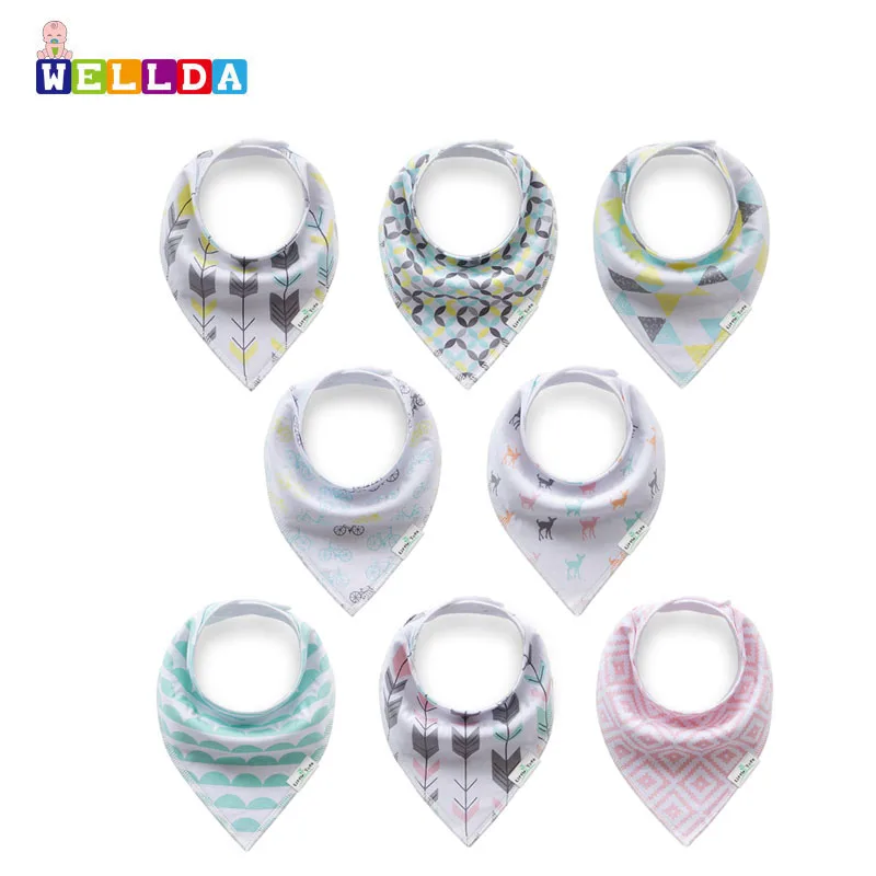 Двусторонняя и водонепроницаемая хлопковая детская бандана, Слюнявчики с регулируемыми защелками
