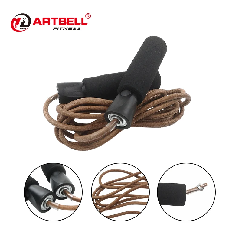 Adjustable leather jump rope with bearing weighted skip rope