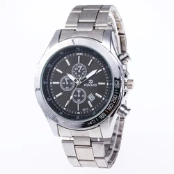 RINNADY Top Selling Silver Steel Blue Quartz Wrist Fashion Man Watch Original MW-187