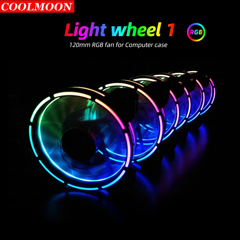 Coolmoon Light Wheel 1 Factory Price PC fan cooling LED Controller RF remote control Double aperture computer case 120mm rgb fan