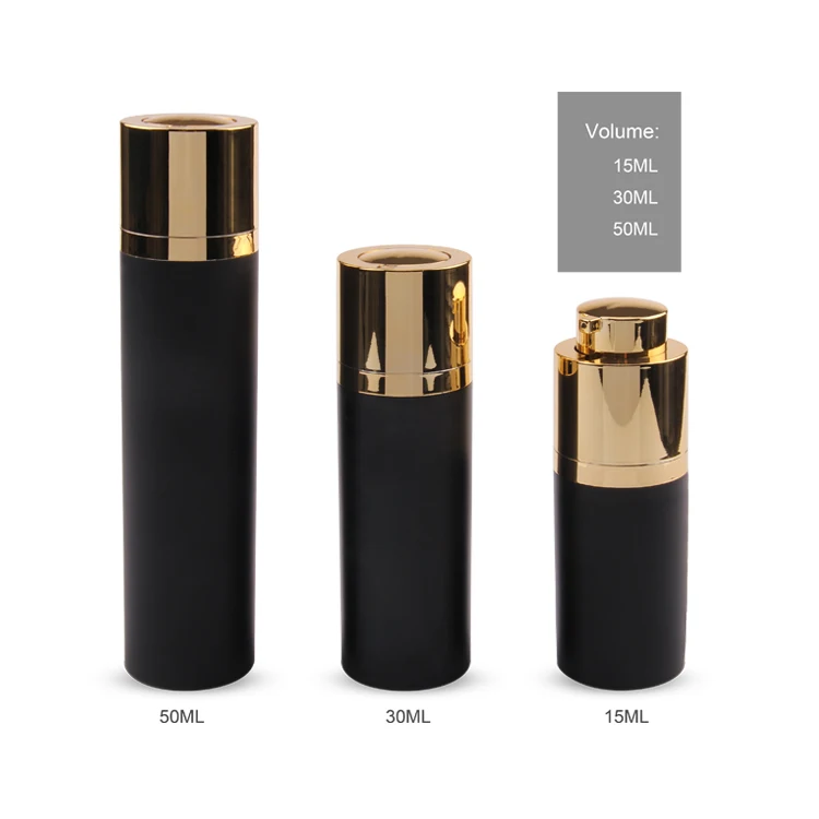 30ml 50ml Rotation Cosmetic Packaging Acrylic PP Airless Bottle,airless pump bottle acrylic,black and gold airless pump bottles