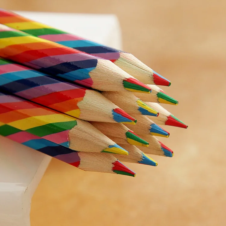 
Hexagonal Wood Jumbo Multi Rainbow Color Pencil 
