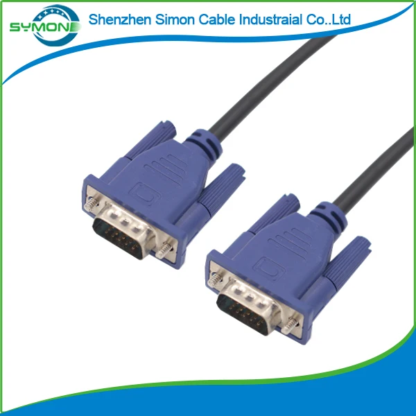 High speed Black  VGA cable 1.5M 3+4/3+6 15 pin shenzhen Factory direct for computer